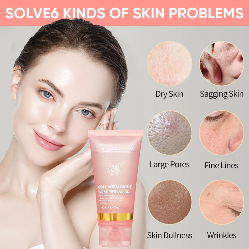 Collagen wrapping mask setting on skin around the jaw and cheeks