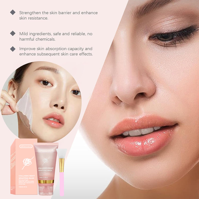 Applying the Rushify collagen wrapping mask with the built-in precision spatula