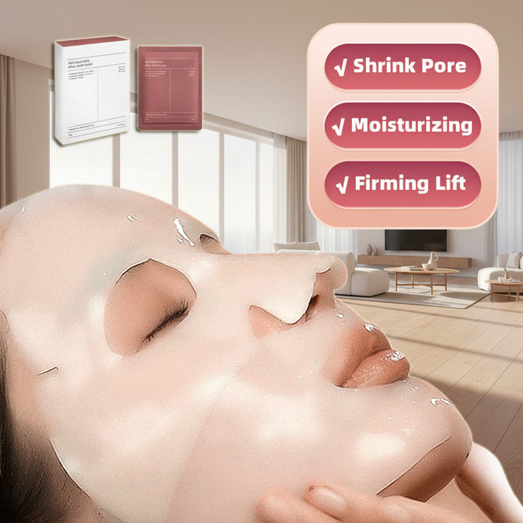 Glowing healthy skin after using Rushify collagen sheet mask